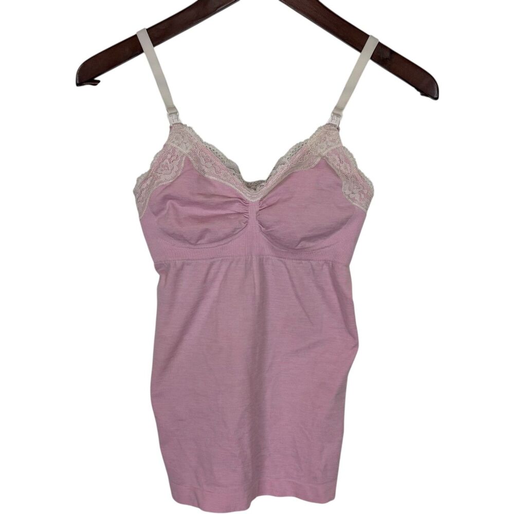 Rosie Pope Pink White Lace Nursing Tank Women's Maternity Small